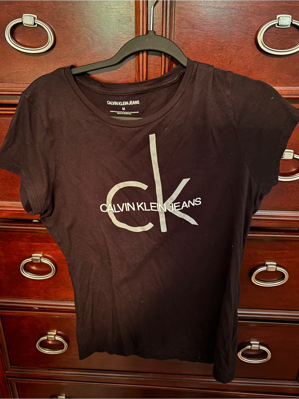 Calvin Klein Jeans Black Tee with Silver CK Logo